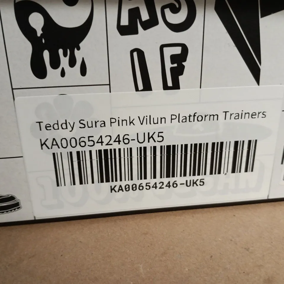 BOXED TEDDY SURA PINK VILUN PLATFORM TRAINERS – UK5
