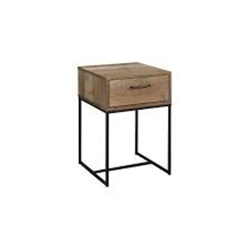 BOXED TELFORD 1 DRAWER BEDSIDE CHEST - OAK/BLACK RRP £35