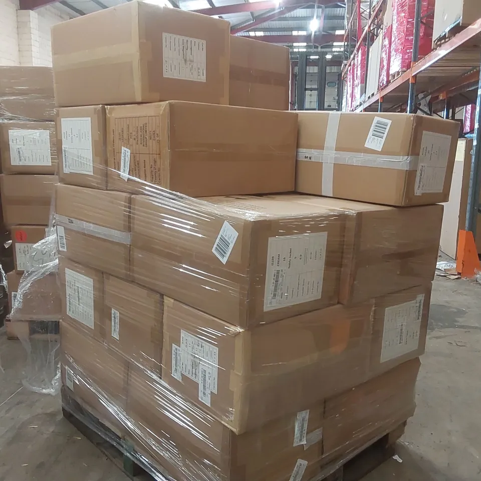 PALLET CONTAINING APPROXIMATELY 115x BRAND NEW ASSORTED DESIGNER CLOTHING ITEMS INCLUDING: ASSORTED SIMPLY BE JACKETS ECT