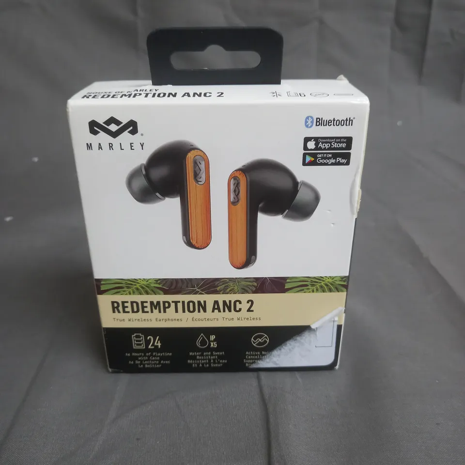 BOXED MARLEY REDEMPTION ANC 2 TRUE WIRELESS EARPHONES - BLACK