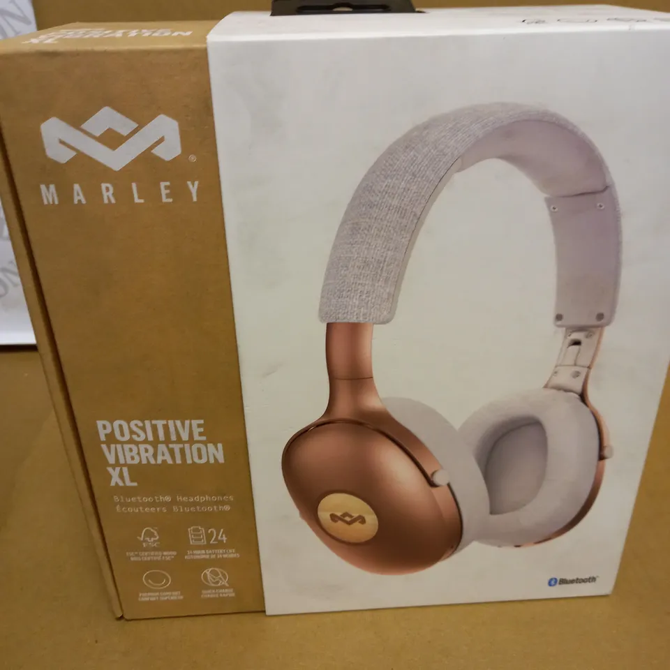 BOXED HOUSE OF MARLEY POSITIVE VIBRATION XL BLUETOOTH HEADPHONES EM-JH141-CP