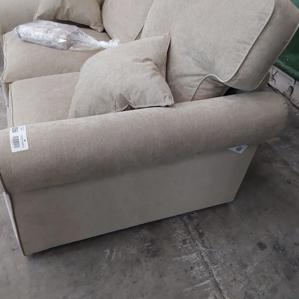 DESIGNER TWO SEATER SOFA BEIGE FABRIC 