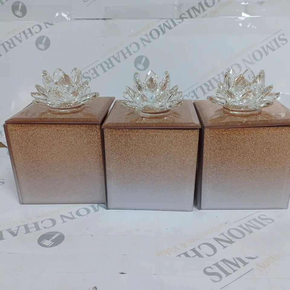 BOXED OUTLET JM BY JULIEN SET OF GLITTER GLASS TRINKET BOXES