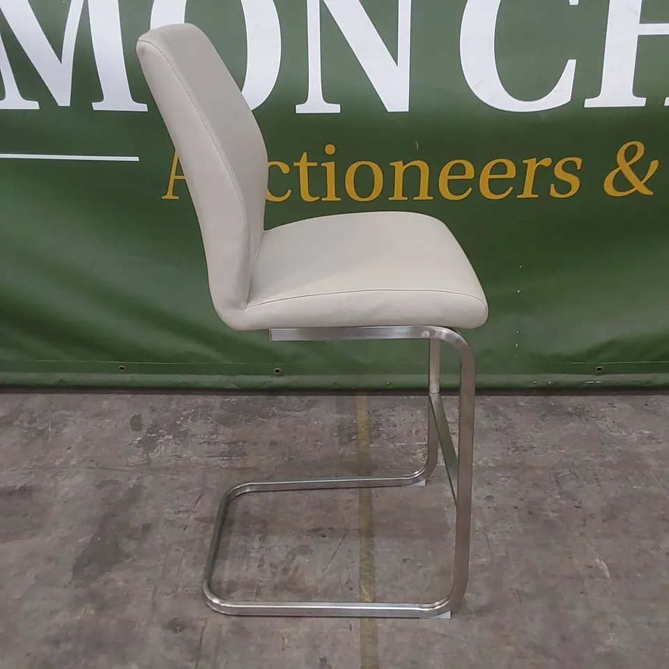 DESIGNER LEATHER UPHOLSTERED BAR STOOL WITH CHROME LEGS 