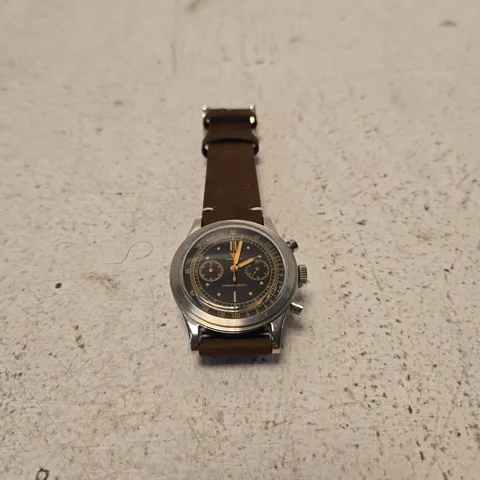 TANDORIO CHRONOGRAPH WRISTWATCH WITH BROWN LEATHER STRAP – BOXED