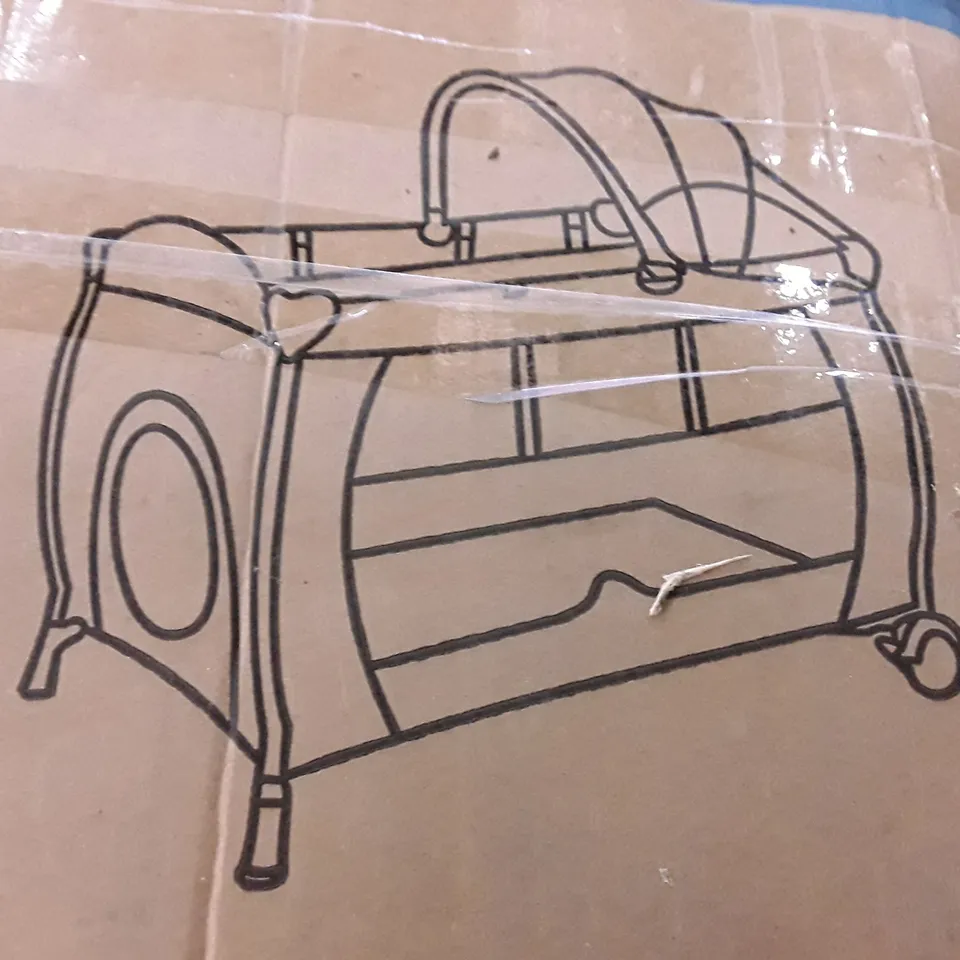 BOXED BABY TRAVEL COT IN GREY