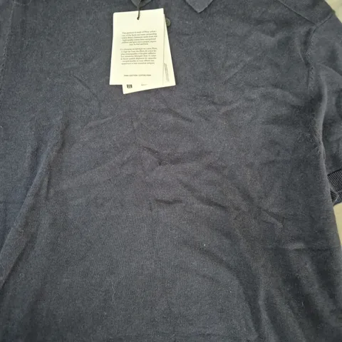 SELECTED KNIT POLO TOP IN NAVY SIZE MEDIUM