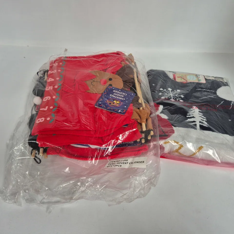 APPROXIMATELY 30 ASSORTED CHRISTMAS ITEMS TO INCLUDE ADVENT CALENDERS & XMAS SWEATERS, ETC - COLLECTION ONLY
