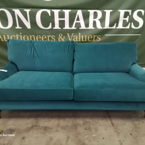 QUALITY BRITISH DESIGNER LOUNGE Co. THREE SEATER SOFA PLUSH TURQUOISE FABRIC