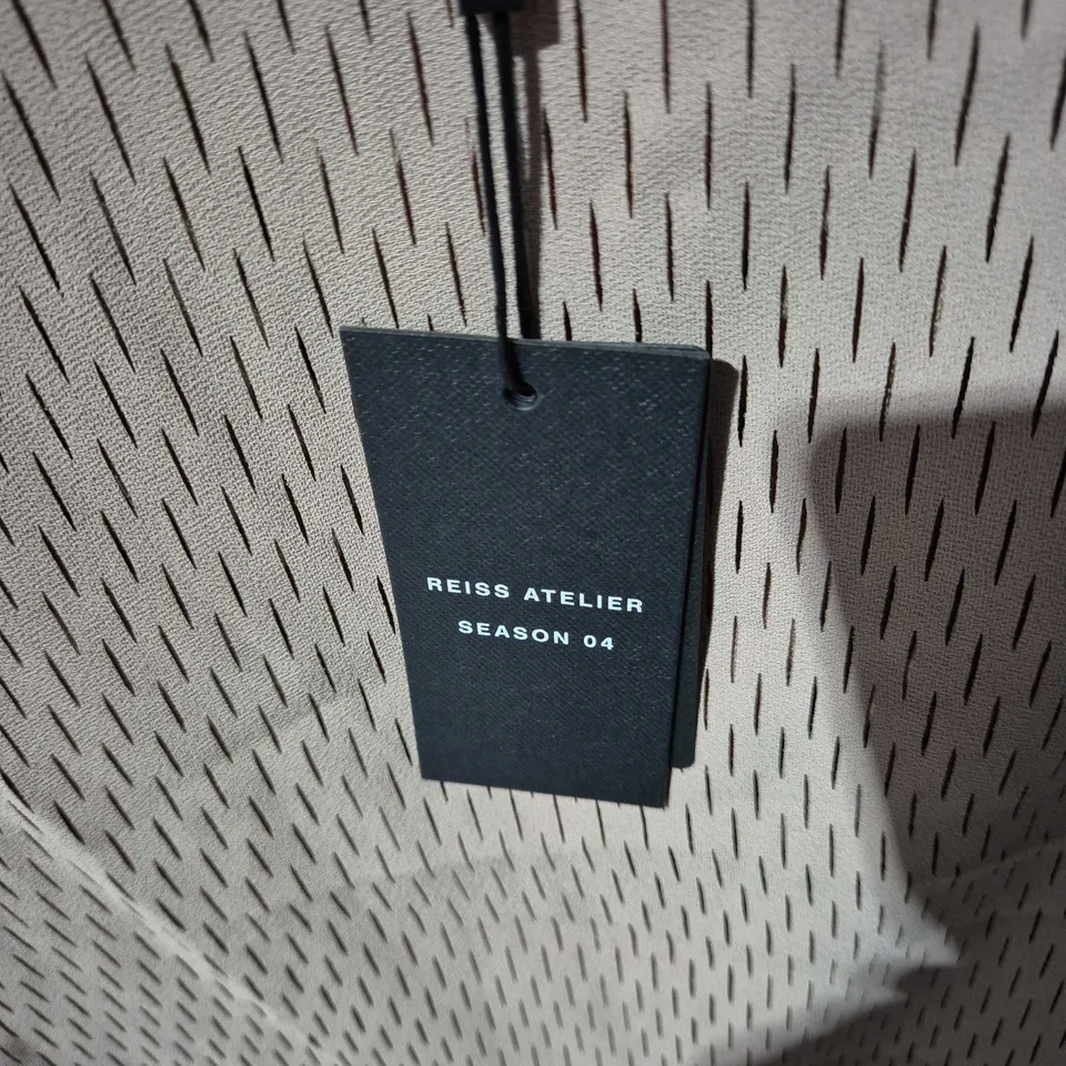 REISS ATELIER SLEEVELESS KNIT TOP – SEASON 04, BEIGE PERFORATED FABRIC - SIZE 10