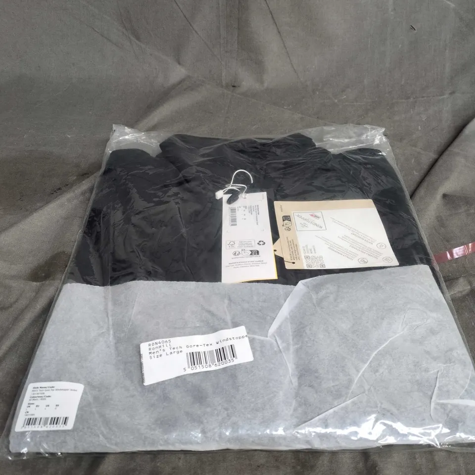 MEN'S GORE-TEX WINDSTOPPER JACKET – ALL BLACK, UK SIZE L (RH-007698).BAGGED