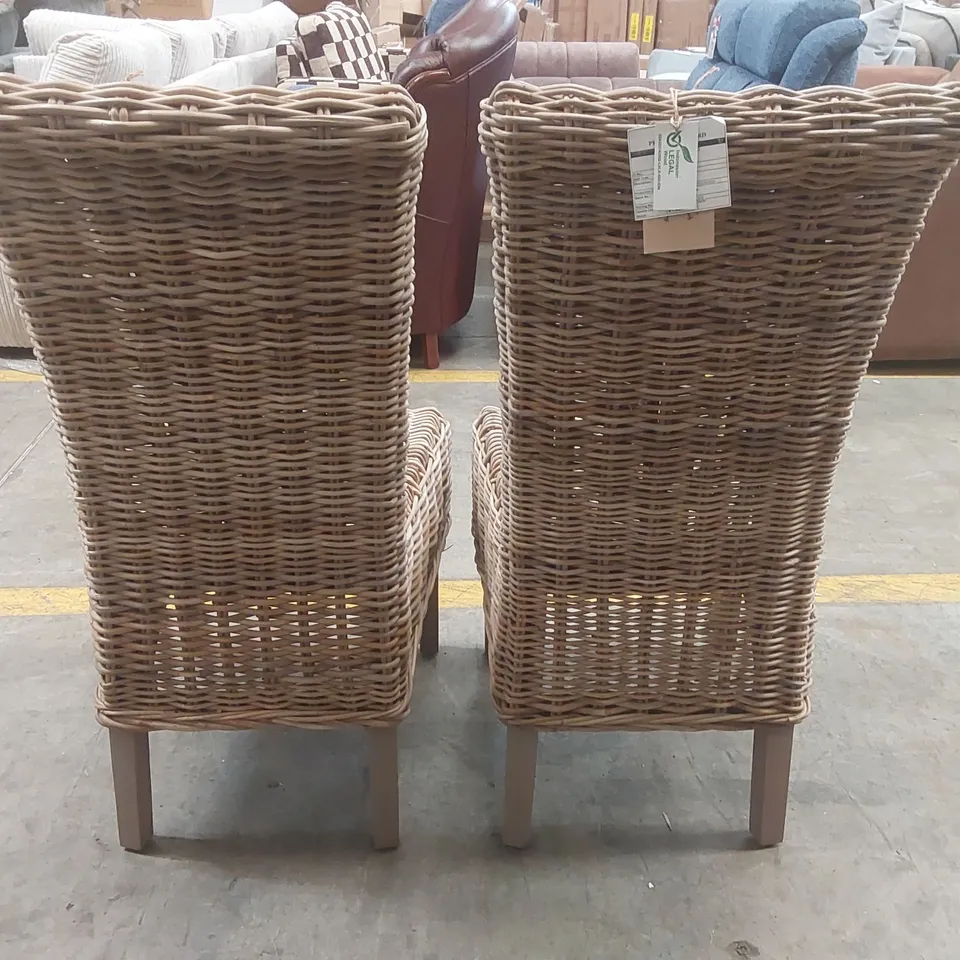 PAIR OF WICKER MERCHANT DINING CHAIRS