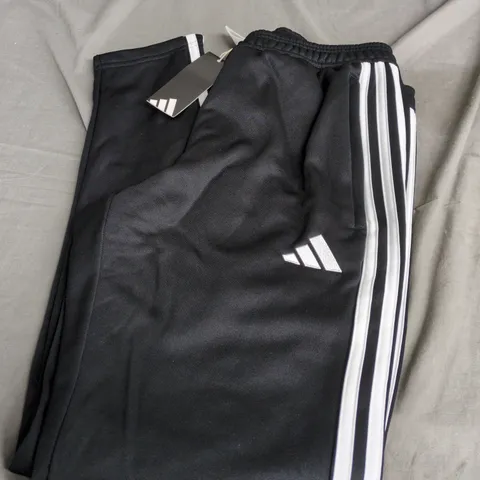 ADIDAS BLACK TRACK PANTS WITH WHITE STRIPES – MEN'S SIZE M
