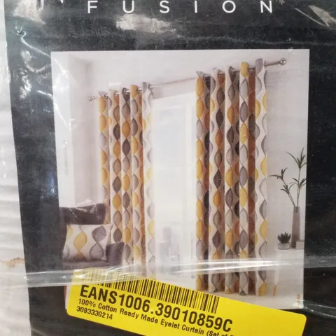 100% COTTON READY MADE EYELET CURTAIN (SET OF 2)