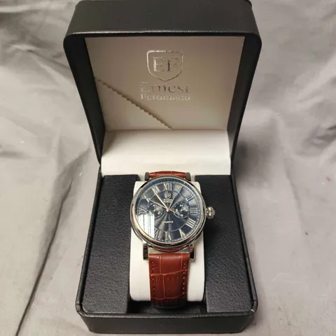 MENS ERNEST FERDINAND WATCH – FUNCTIONING SUB DIALS – LEATHER STRAP