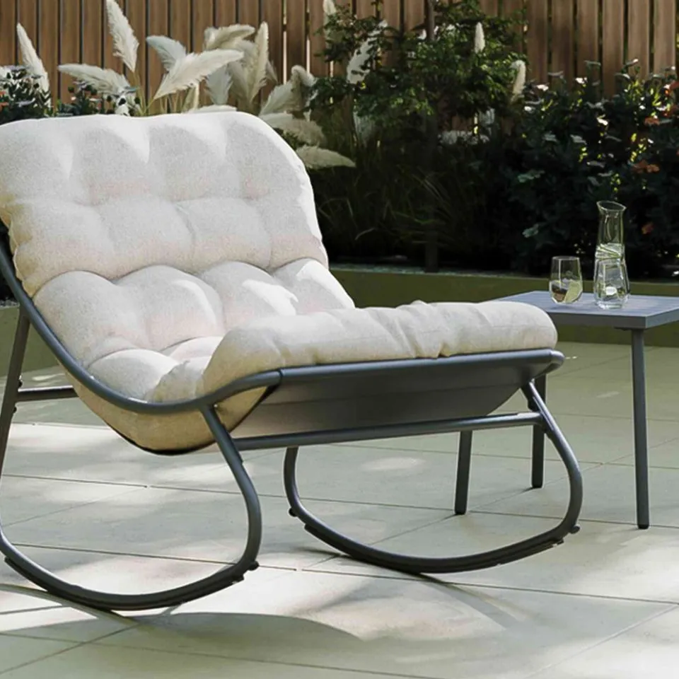 BOXED CHARLES BENTLEY PORTO ROCKING CHAIR WITH CUSHION (1 BOX)