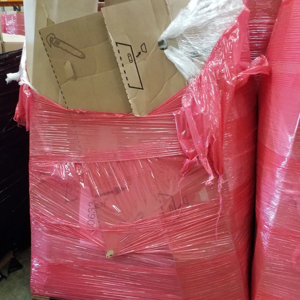 PALLET CONTAINING ASSORTED PRODUCTS INCLUDING OFFICE CHAIR, ROTISSERIE KIT WITH PIZZA RING, SANITISER DISPENSER DOOR HANDLE, TAWA PAN 30CM NON-STICK & AUTO SWING CHAIR 