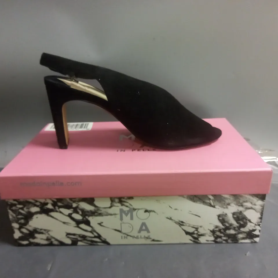 MODA IN PELLE CHRISSI SUEDE PEEP TOE SLINGBACK SANDALS BLACK SIZE EU 40