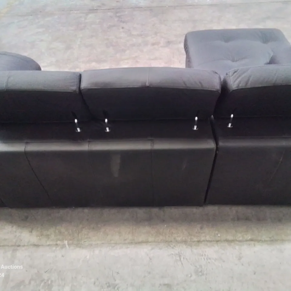 QUALITY DESIGNER 3 SEATER BLACK FAUX LEATHER CORNER CHAISE SOFA