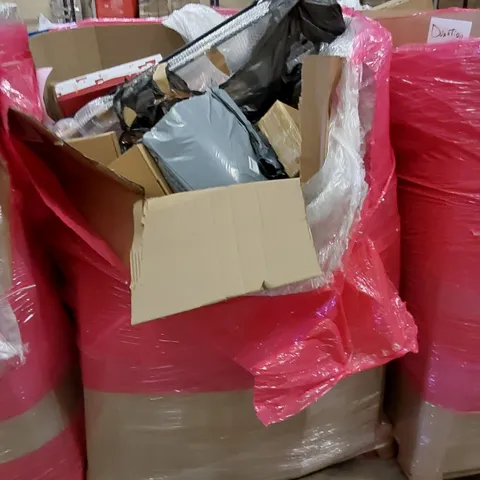 PALLET OF ASSORTED HOUSEHOLD ITEMS AND CONSUMER PRODUCTS. INCLUDES BOXED FURNITURE ETC