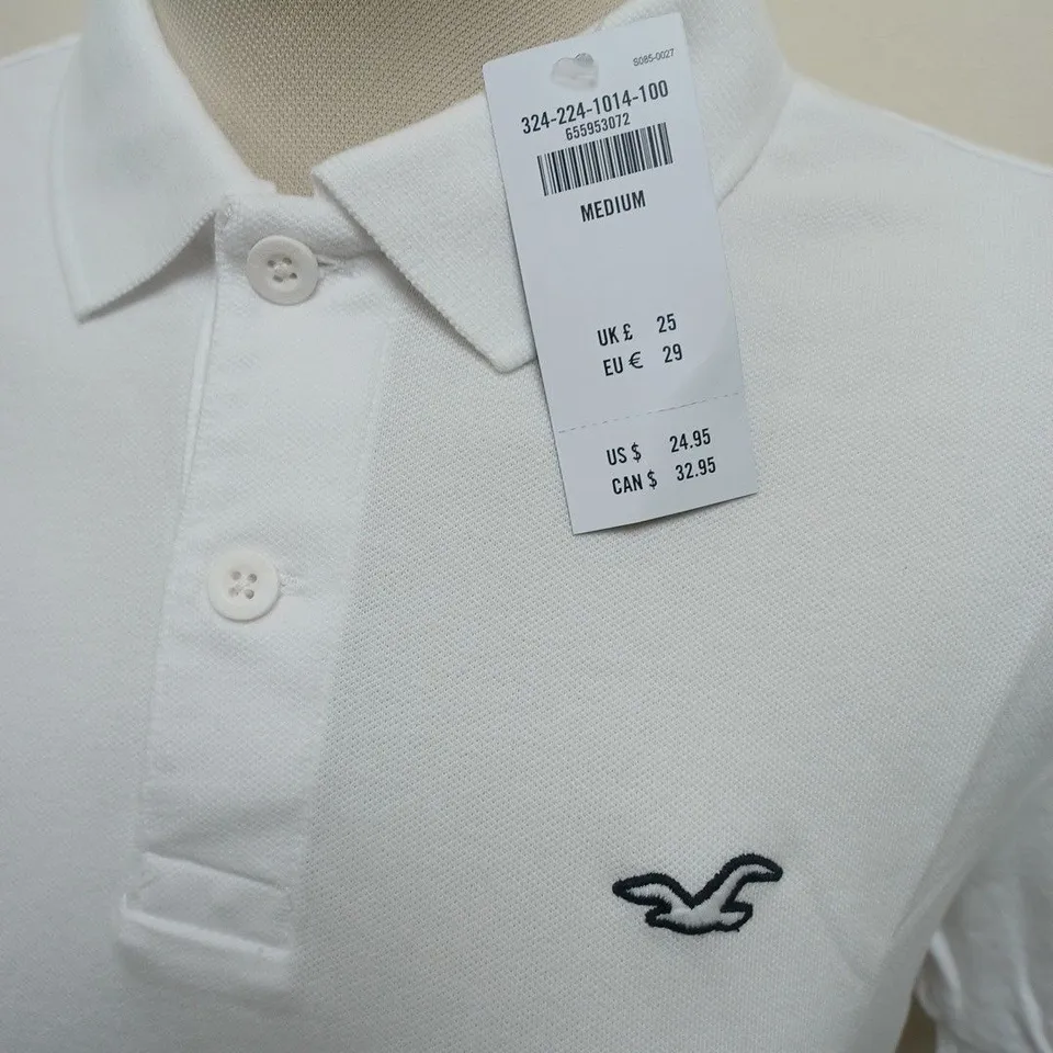 HOLLISTER WHITE POLO SHIRT - M