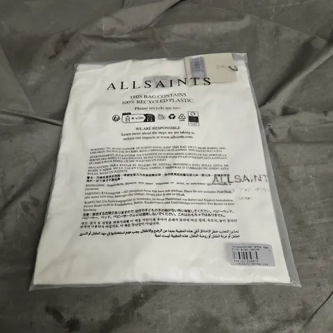 ALLSAINTS UNDERGROUND ETTA TEE IN FLOW ECRU WHITE SIZE L