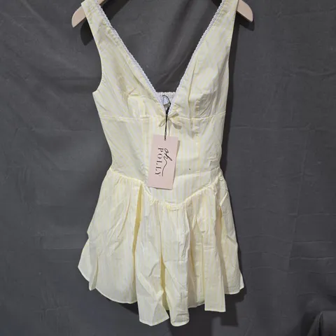 OH POLLY DRESS – YELLOW & WHITE STRIPED, UK 6 (US 2)