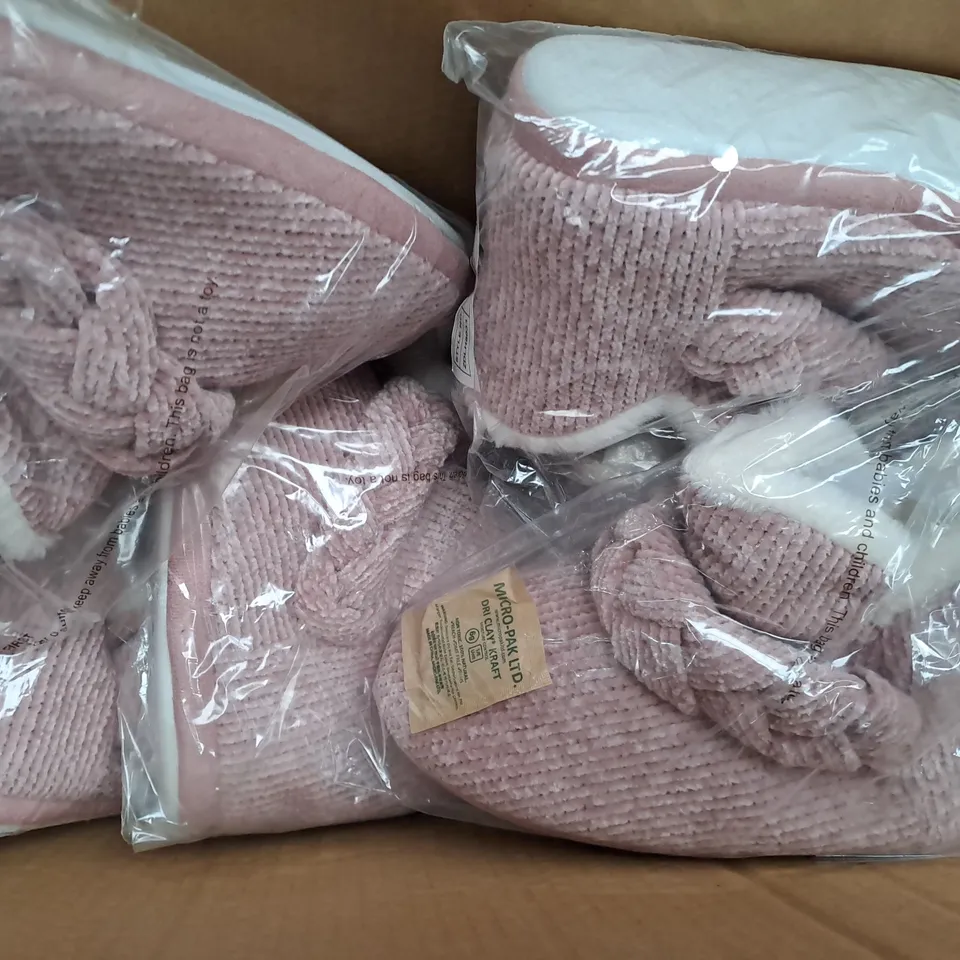 BOX OF APPROXIMATELY 10 ASSORTED PAIRS OF DUNLOP SLIPPERS IN PINK (SIZES VARY)