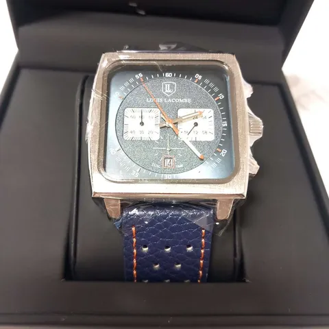 MENS LOUIS LACOMBE CHRONGRAPH WATCH β 3 SUB DIALS β BLACK CASE β LEATHER STRAP β EST Β£395 1