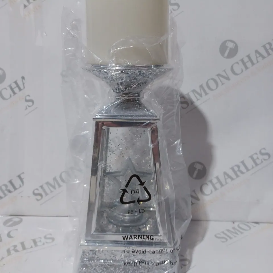 BOXED JM BY JULIEN MACDONALD FLAMELESS CANDLE HOLDER WITH SWIRLING GLITTER