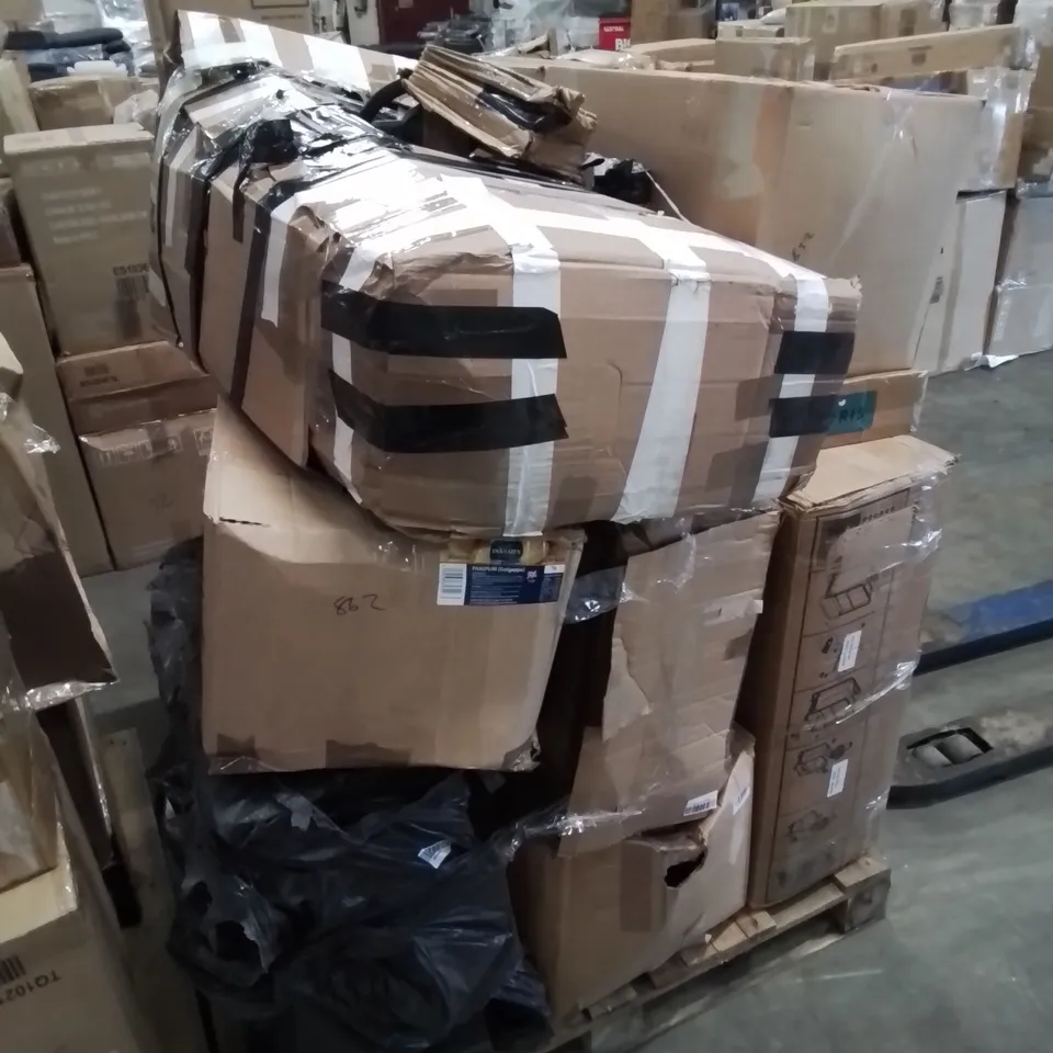 PALLET CONTAINING VARIOUS ASSORTED INCOMPLETE FURNITURE PARTS AND OTHER HOUSEHOLD ITEMS 