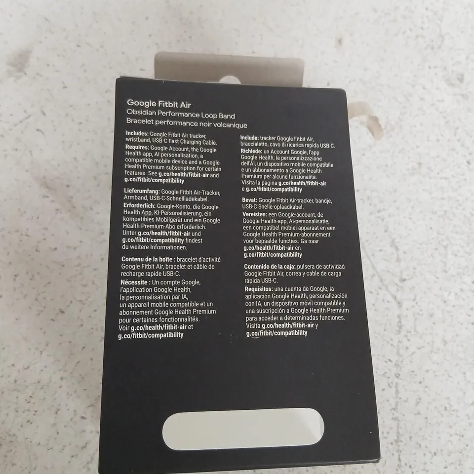 GOOGLE FITBIT AIR OBSIDIAN PERFORMANCE LOOP BAND