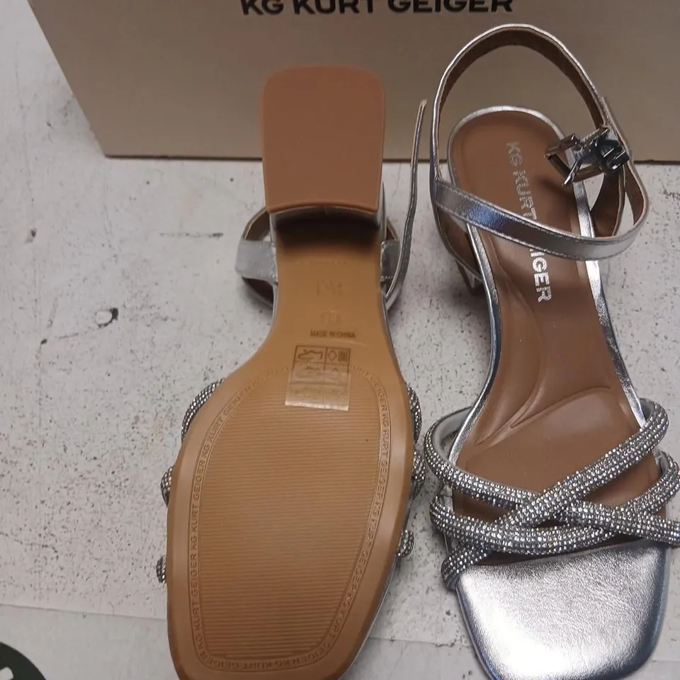 KG KURT GEIGER SILVER HEELED SANDALS – WOMEN'S, UK 3.5 (EU 36) – BOXED