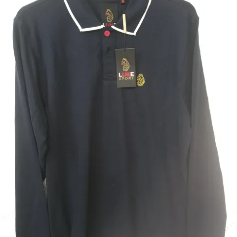LUKE SPORT LONG SLEEVE POLO IN VERY DARK NAVY - M