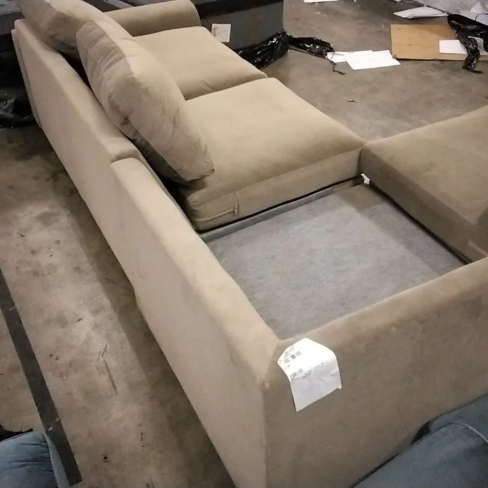 DESIGNER CORNER SOFA MINK WITH MISSING CUSHIONS