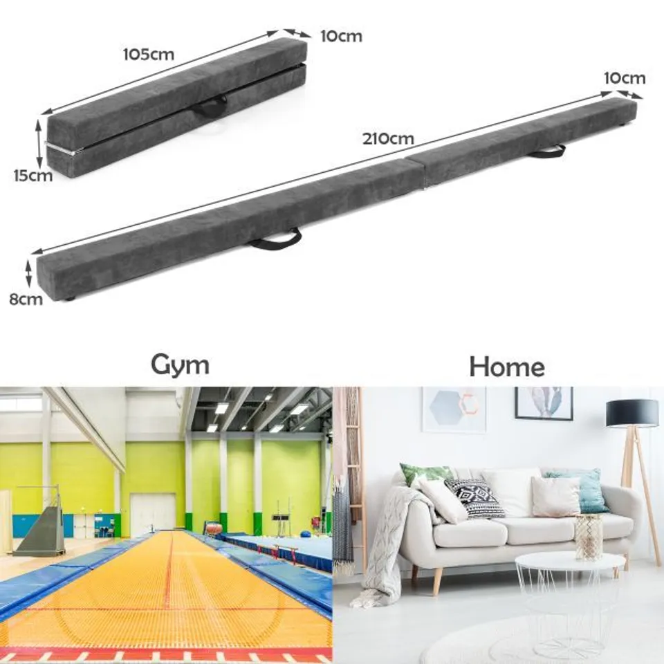 BOXED COSTWAY 7 FEETS FOLDING PORTABLE FLOOR BALANCE BEAM WITH HANDLES FOR GYMNASTS