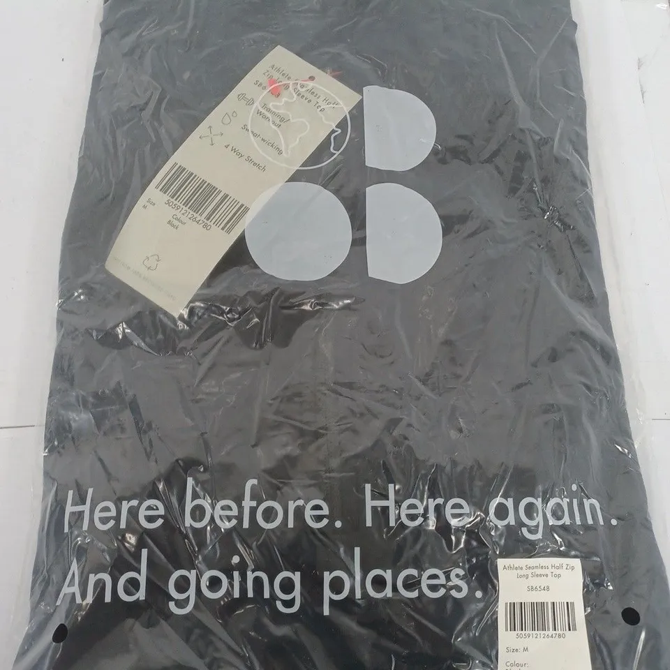 SWEATY BETTY ATHLETE SEAMLESS HALF ZIP LONG SLEEVE TOP IN BLACK - MEDIUM