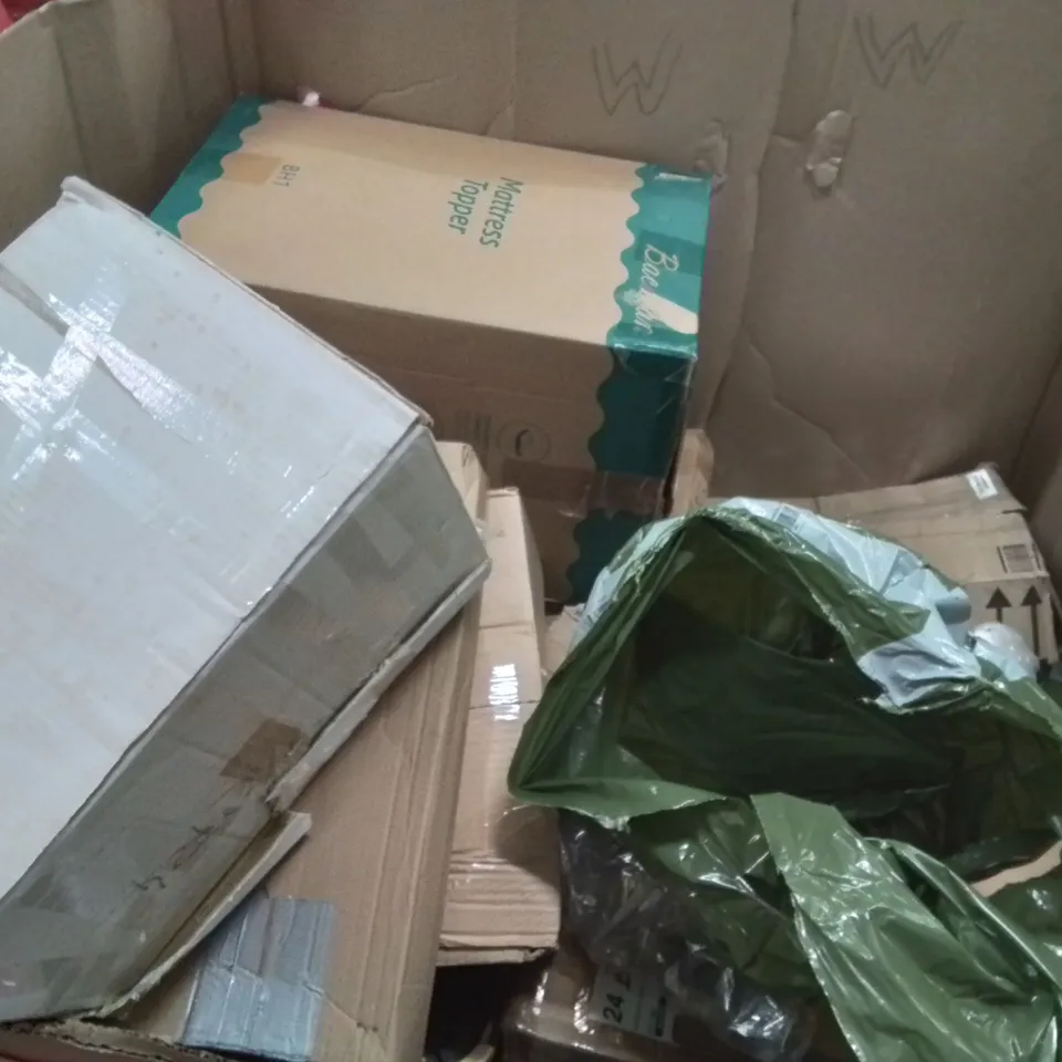 PALLET OF ASSORTED HOUSEHOLD GOODS AND PRODUCTS TO INCLUDE;MATTRESS TOPPER,MINI FRIDGES
