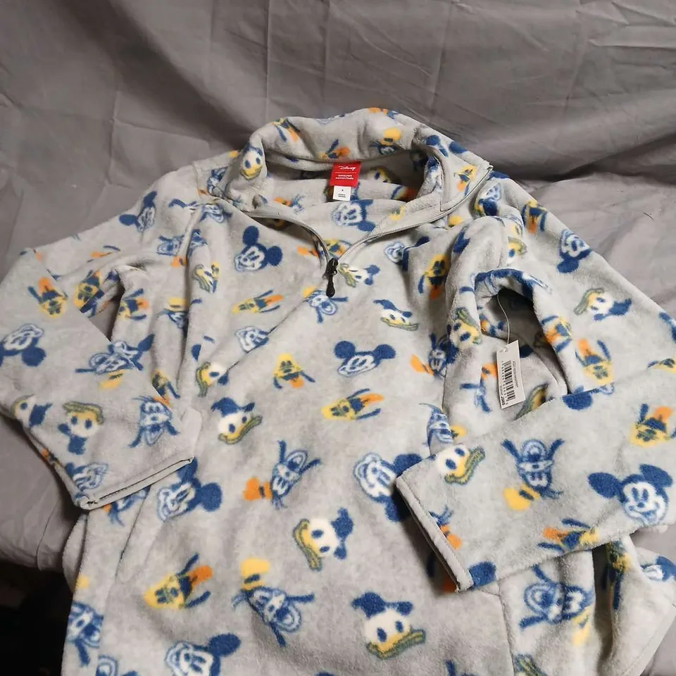 DISNEY AMAZON ESSENTIALS KIDS' FLEECE ZIP HOODIE – GREY WITH MICKEY PRINT, SIZE S