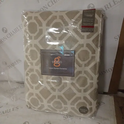 STUDIO G LINED EYELET CURTAINS (54" DROP, 46" WIDTH) CASTELLO MUSHROOM