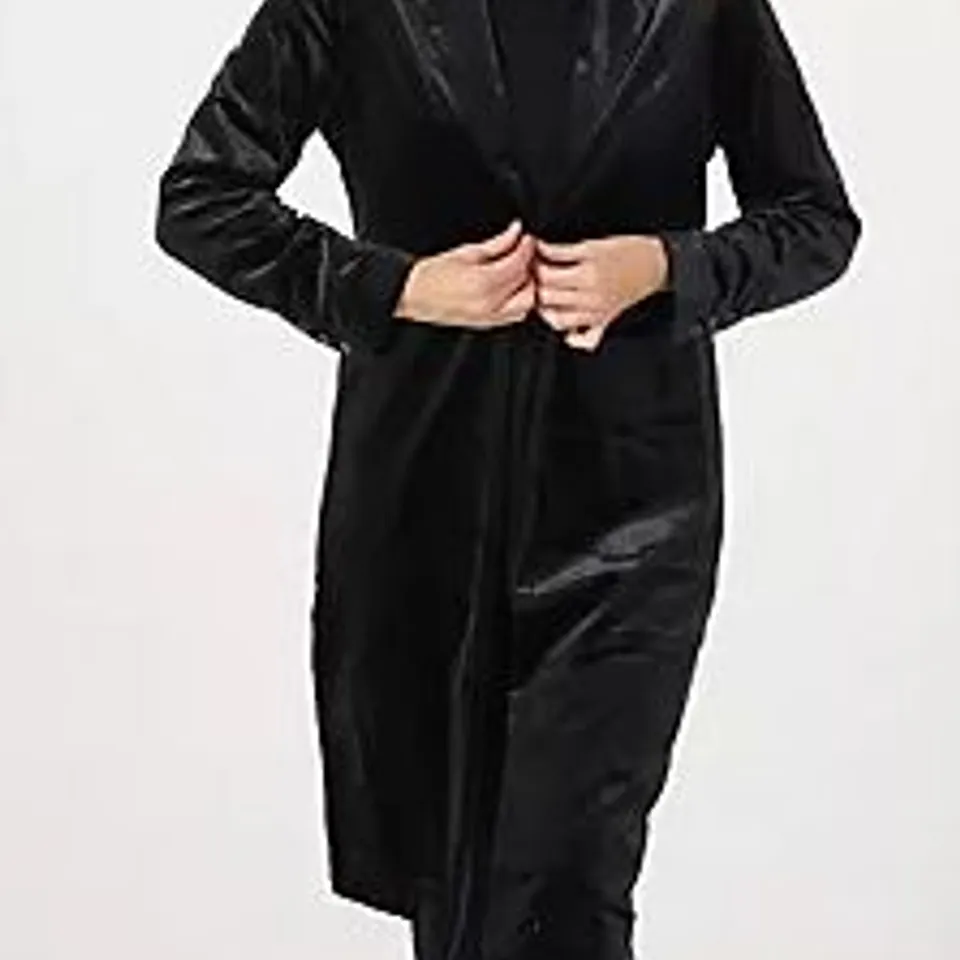 RUTH LANGSFORD LONGLINE VELVET JACKET BLACK SIZE 8