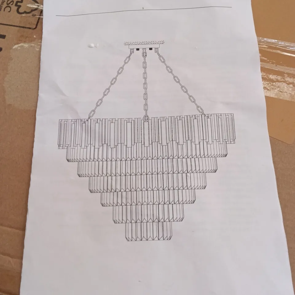 BOXED CHANDELIER - GLASS/GOLD (1 BOX)