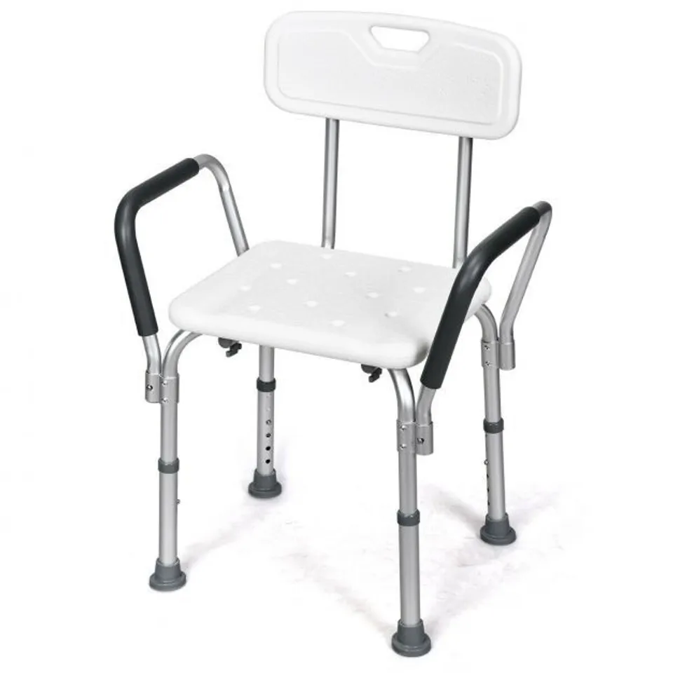 BOXED COSTWAY ADJUSTABLE HEIGHT BATH / SHOWER CHAIR WITH REMOVABLE BACK AND ARMRESTS