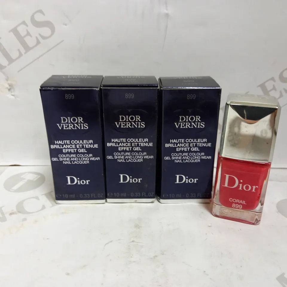 3 X 10ML DIOR DIOR VERNIS GEL SHINE LONGWEAR NAIL LACQUER - 899 CORAIL