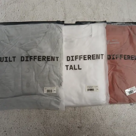 SET OF APPROXIMATELY 10 ASSORTED BUILT DIFFERENT T-SHIRTS/SHIRTS IN VARIOUS COLOURS AND SIZES