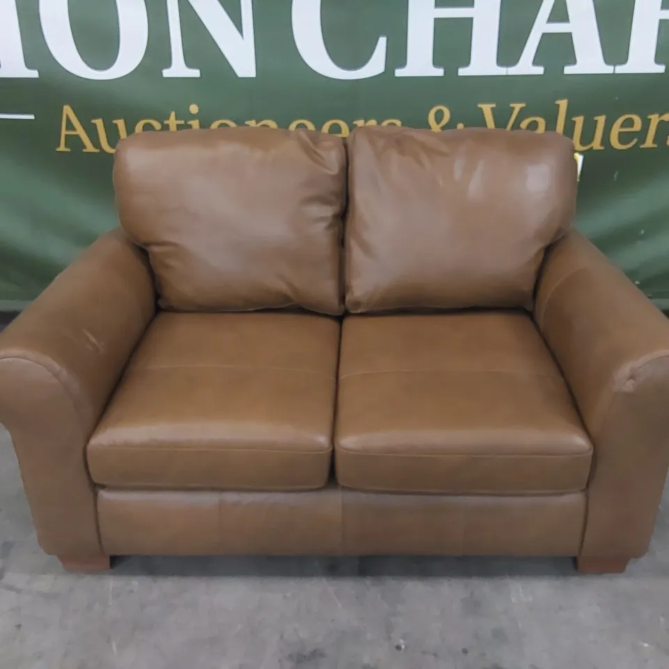 BAILEY 2 SEATER LEATHER SOFA - TAN