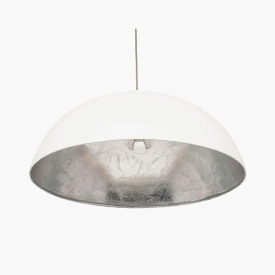 BOXED PACIFIC ANDERS MATT CREAM AND SILVER LEAF DOME PENDANT CEILING LIGHT
