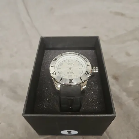 KYBOE! WRISTWATCH – SILVER-TONE CASE, WHITE DIAL, BLACK SILICONE STRAP 