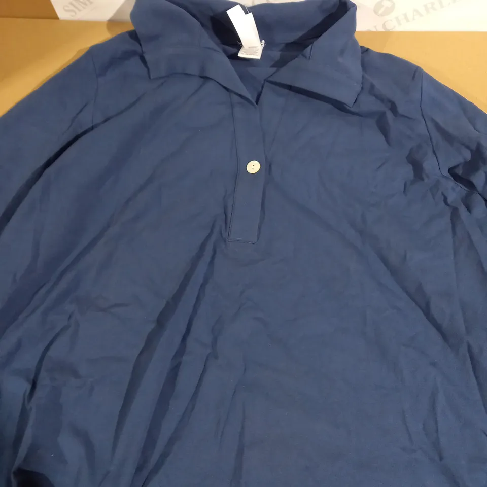 WYNNELAYERS COTTON KNIT POPOVER SHIRT INDIGO EXTRA LARGE