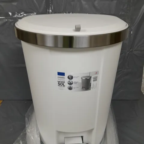 ADDIS MODE 50LTR SEMI D SHAPE PEDAL BIN - WHITE
